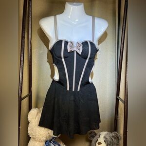 Elegant Black and Gray One-Piece Swimsuit